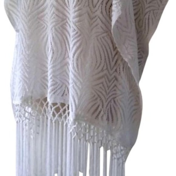 Chico's Cut Out Lace Fringe Poncho - Picture 2 of 4